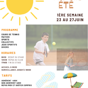 Stage tennis été du 23 au 27 juin