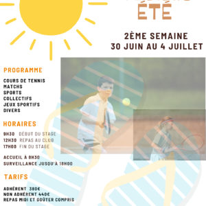 Stage tennis été du 30 juin au 4 juillet 2025